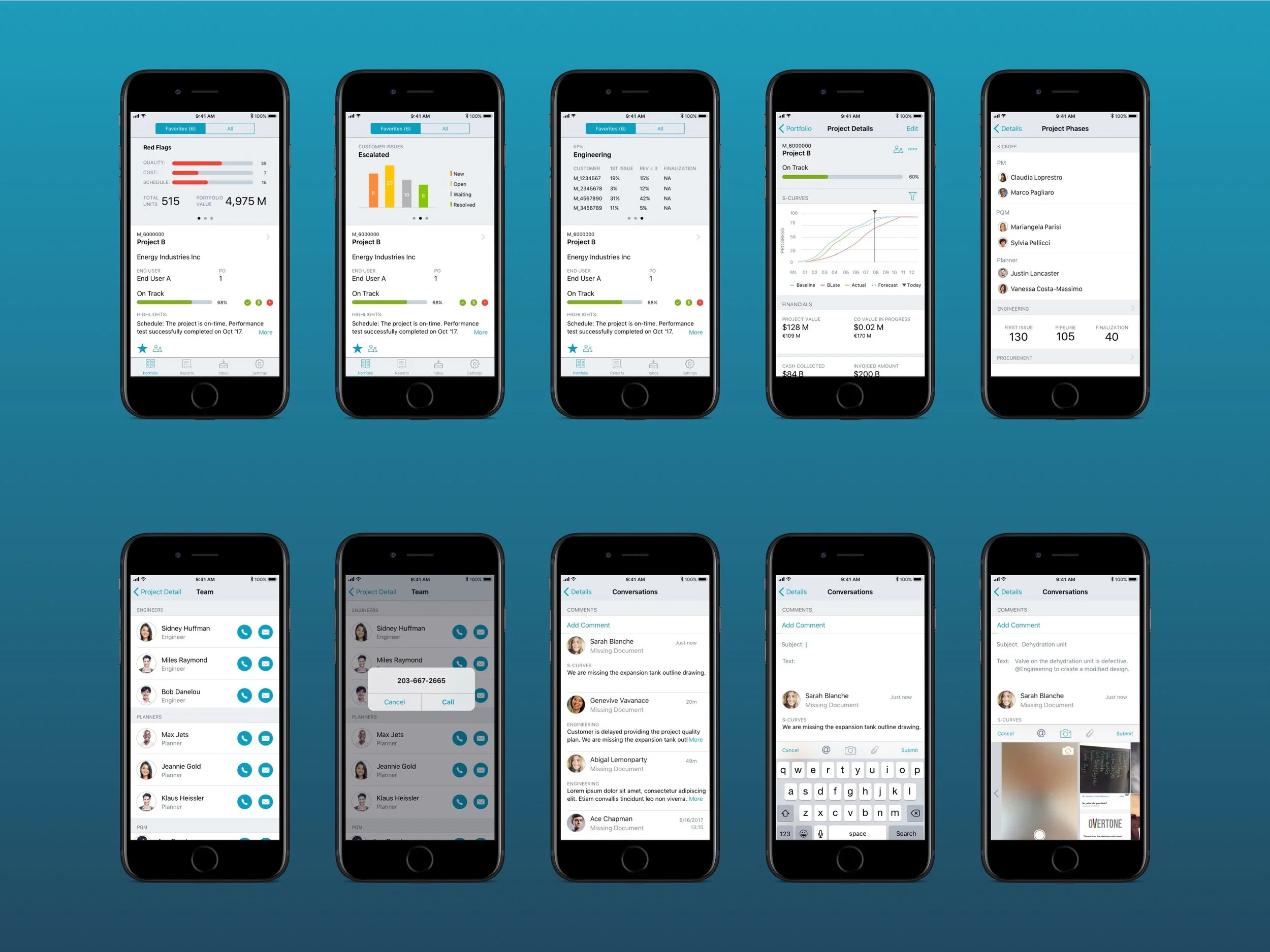 RealTrack application screens